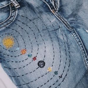 embroidered denim pants
